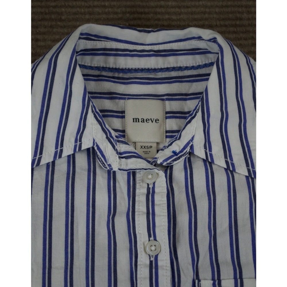 Maeve Anthropologie Blue Striped Oversized Shirt XXSP - Picture 3 of 4